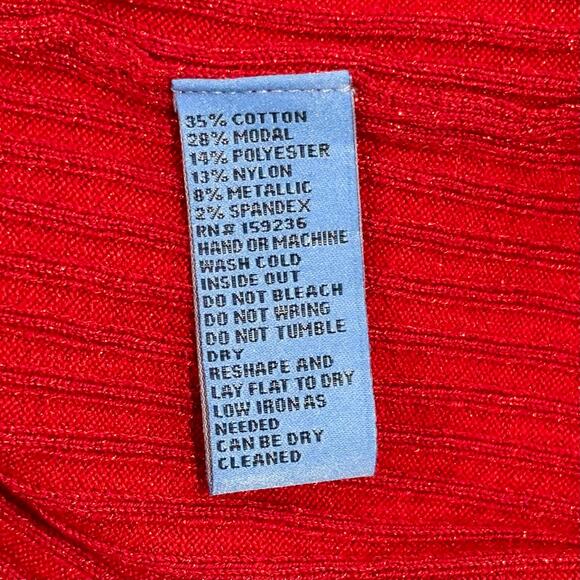 NWT J. McLaughlin Size XL Sylvana Red Shimmer Mock Neck Sweater $158 Holiday - Picture 6 of 8